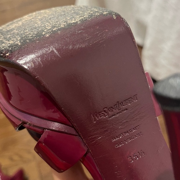 Saint Laurent Tribute Patent Leather Platform Fuchsia Heels - Picture 7 of 16